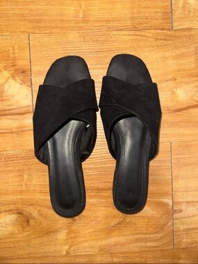 H&M Black Crisscross Slide Mules